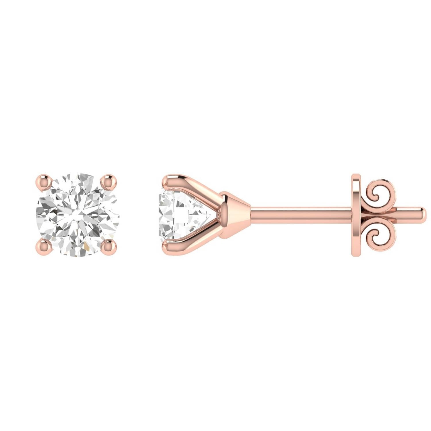 Diamond Stud Earrings with 0.30ct Diamonds in 18K Rose Gold - 18RCE30
