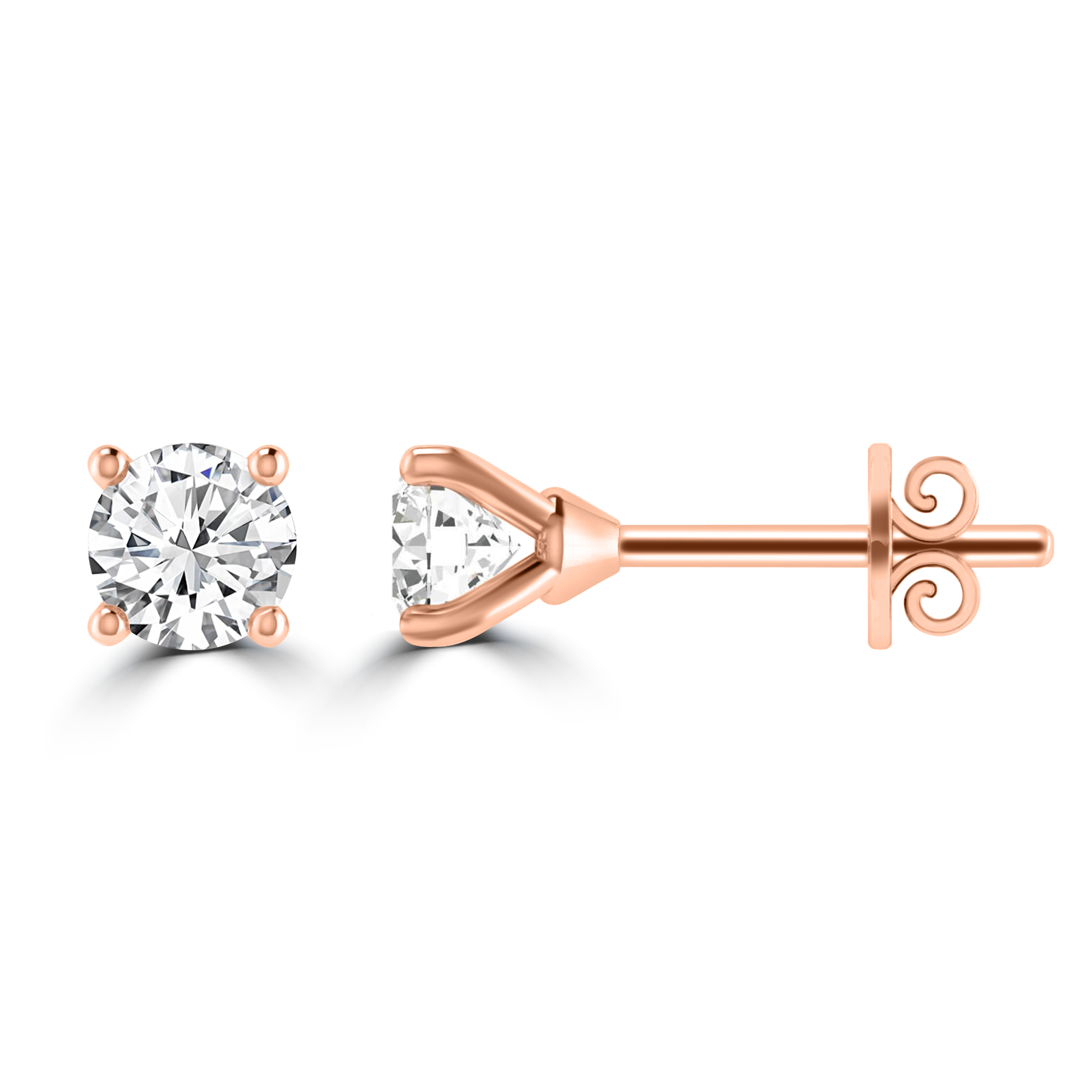 0.50ct GH I1 Diamond 4 Claw Studs in 9K Rose Gold