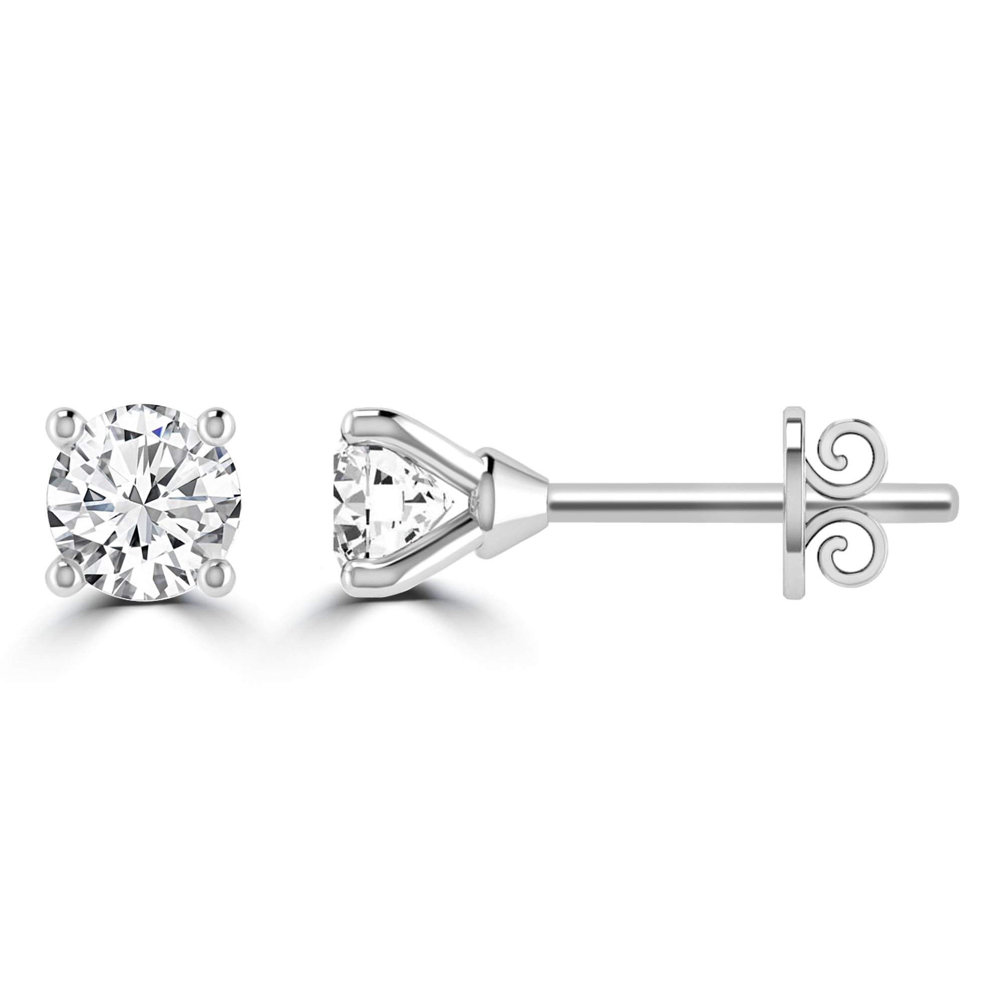 0.33ct GH I1 Diamond 4 Claw Studs in 9K White Gold