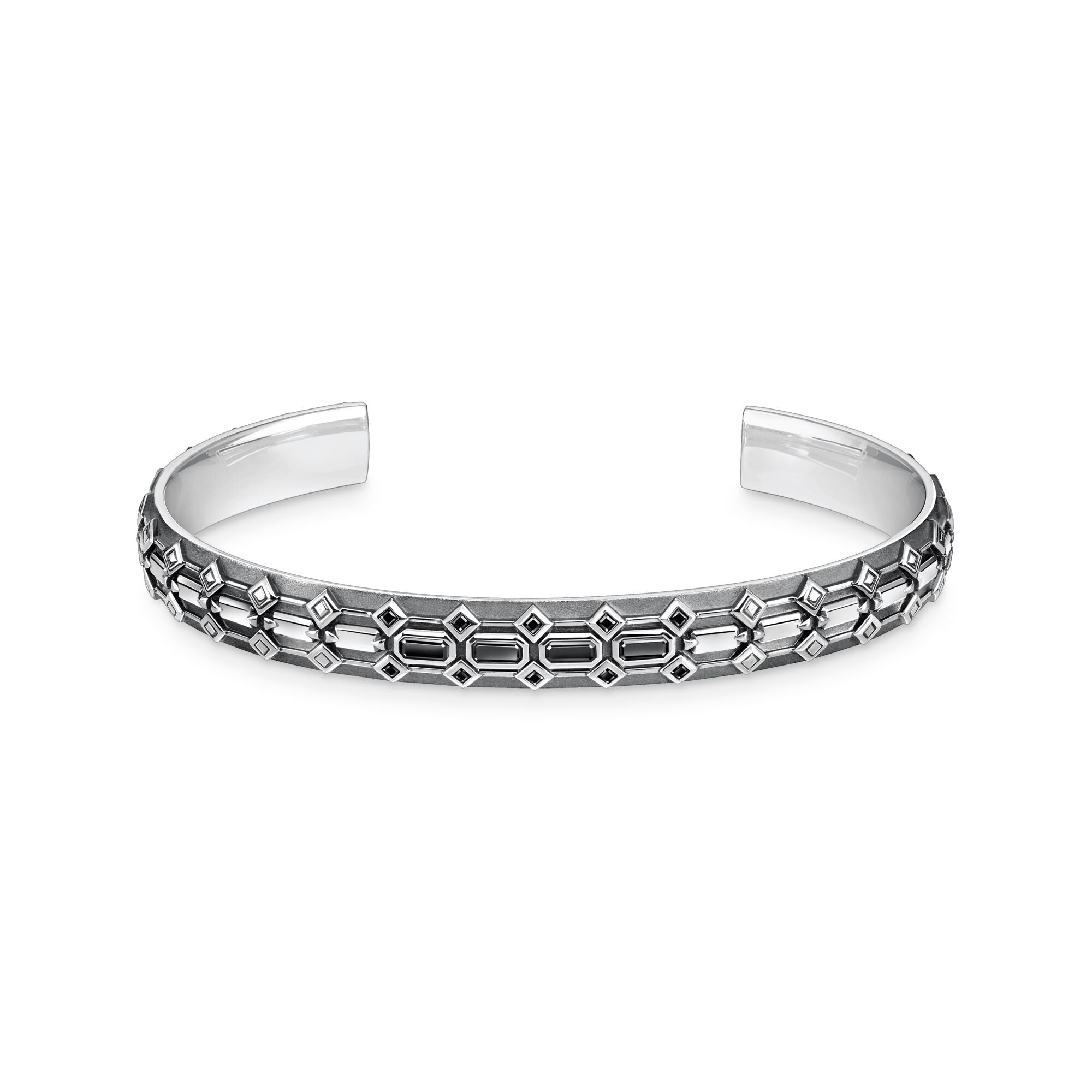 THOMAS SABO Bangle Crocodile Shell with Stones Silver Blackened