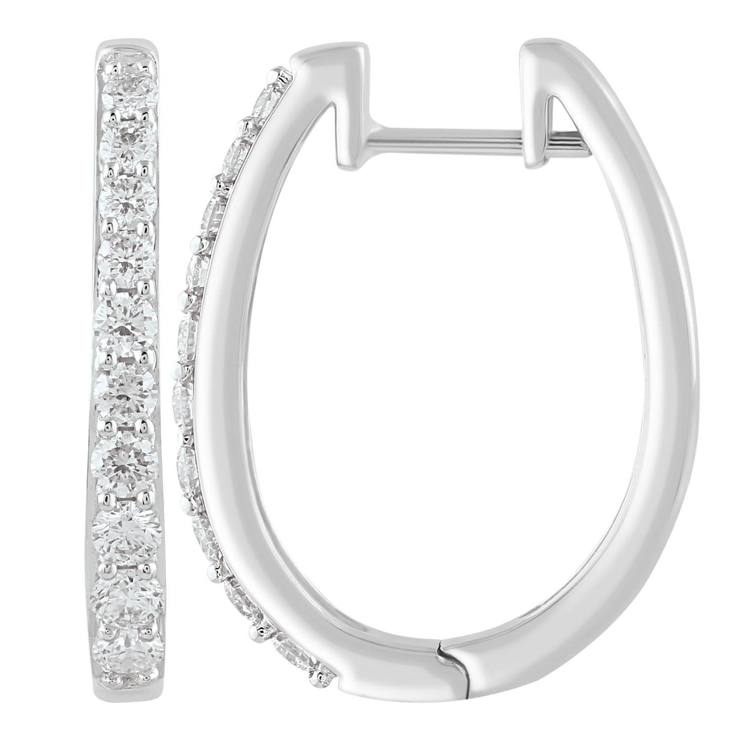 Huggie Earrings with 0.75ct Diamonds in 9K White Gold