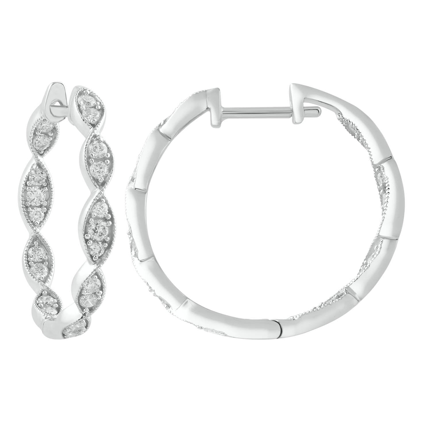 Inside Out Hoops with 0.50ct Diamonds in 9K White Gold