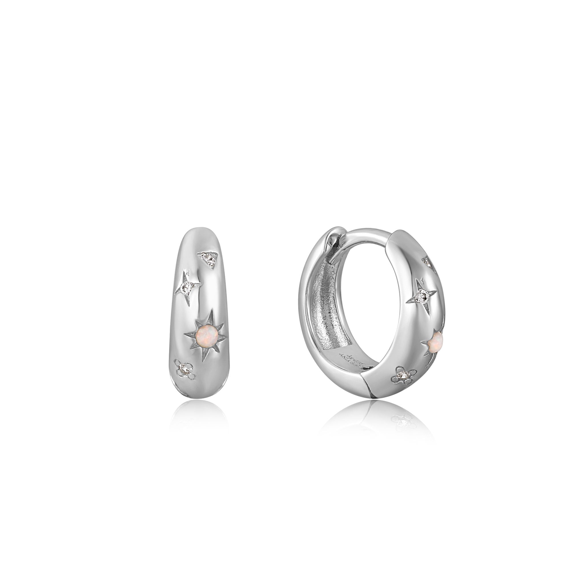 Ania Haie Silver Starry Kyoto Opal Huggie Hoop Earrings