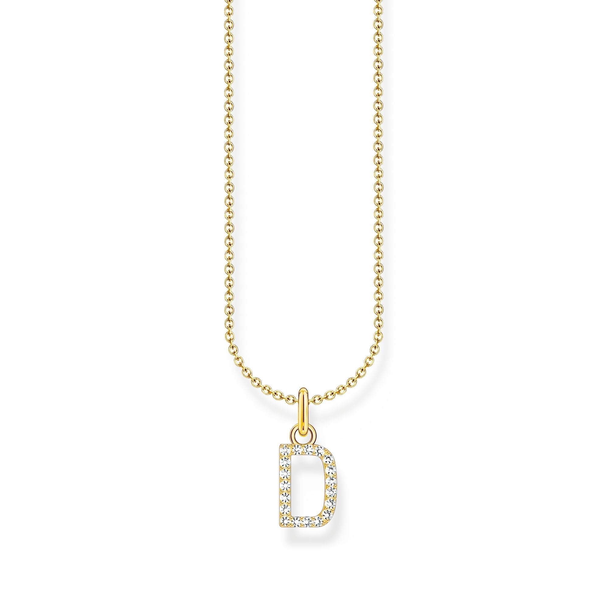 THOMAS SABO Necklace with letter pendant D and white zirconia - gold