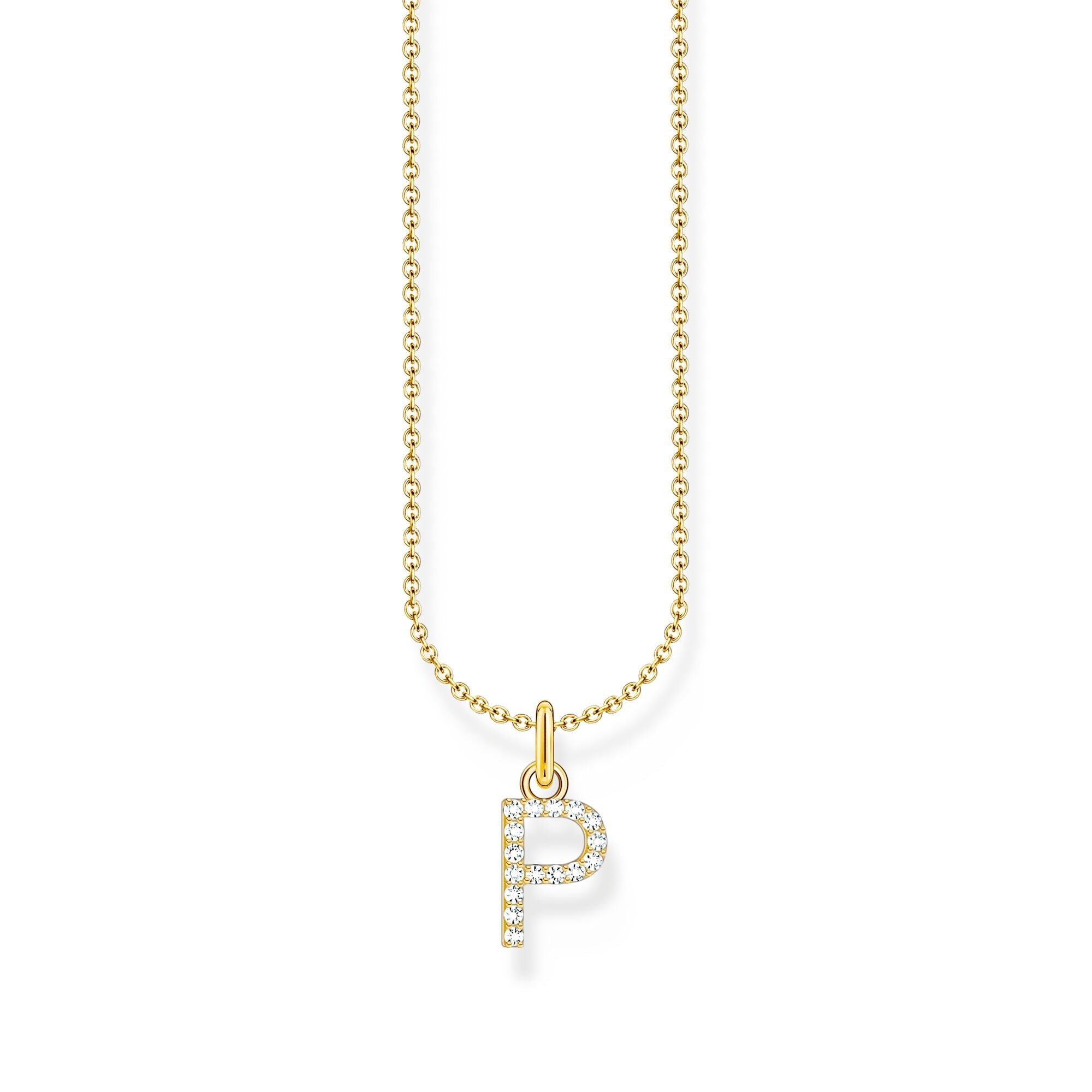 THOMAS SABO Necklace with letter pendant P and white zirconia - gold
