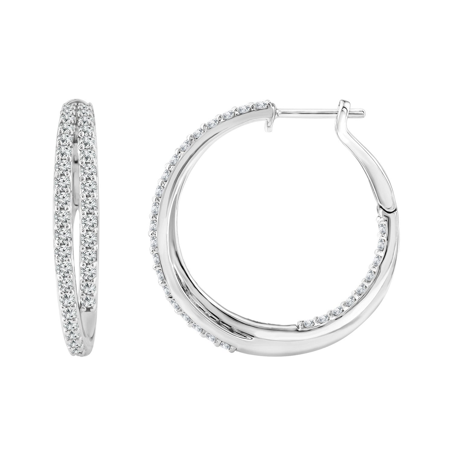 1.95ct Lab Grown Diamond Hoop Earrings in 18K White Gold