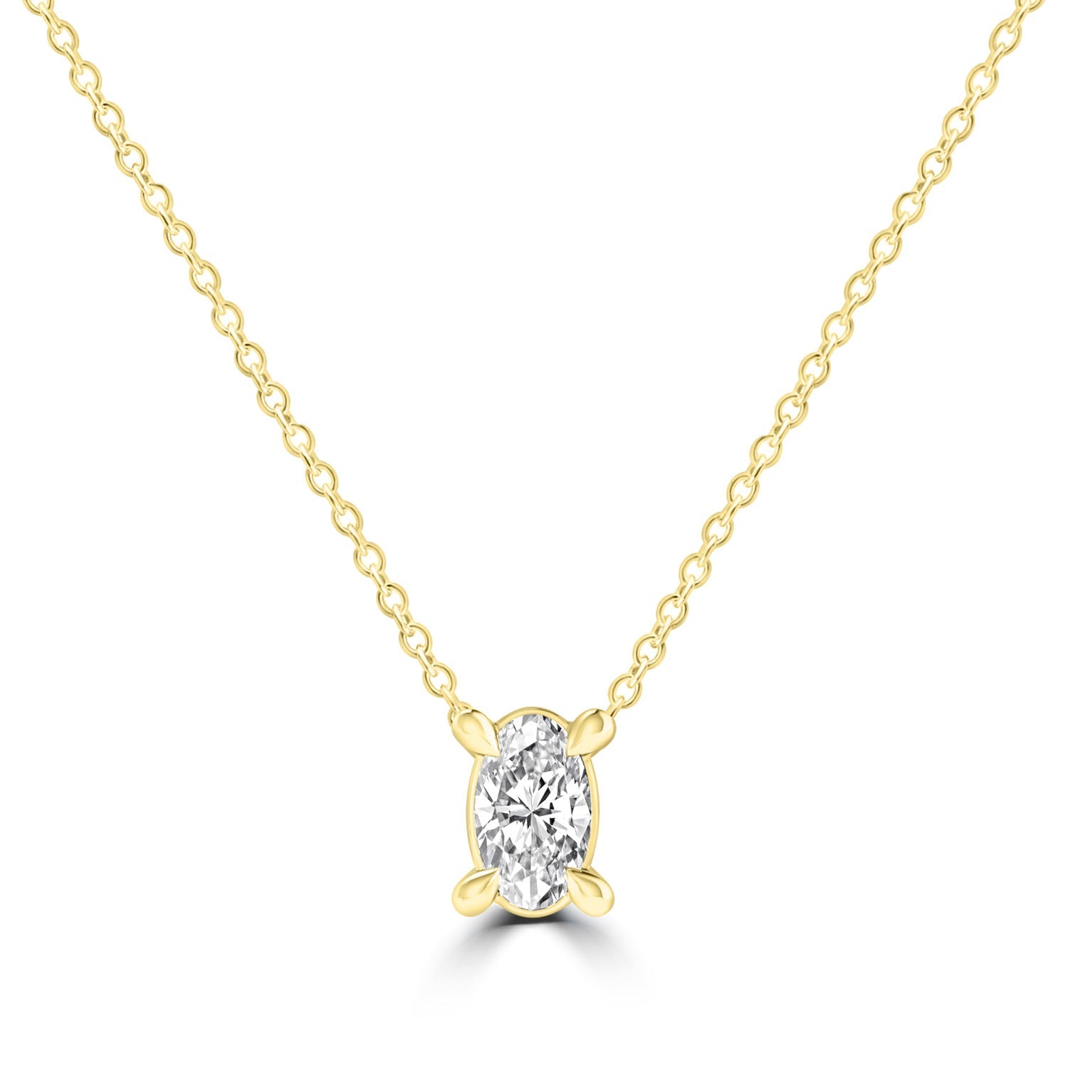 Diamond Oval Necklace with 0.25ct Diamonds in 9K Yellow Gold