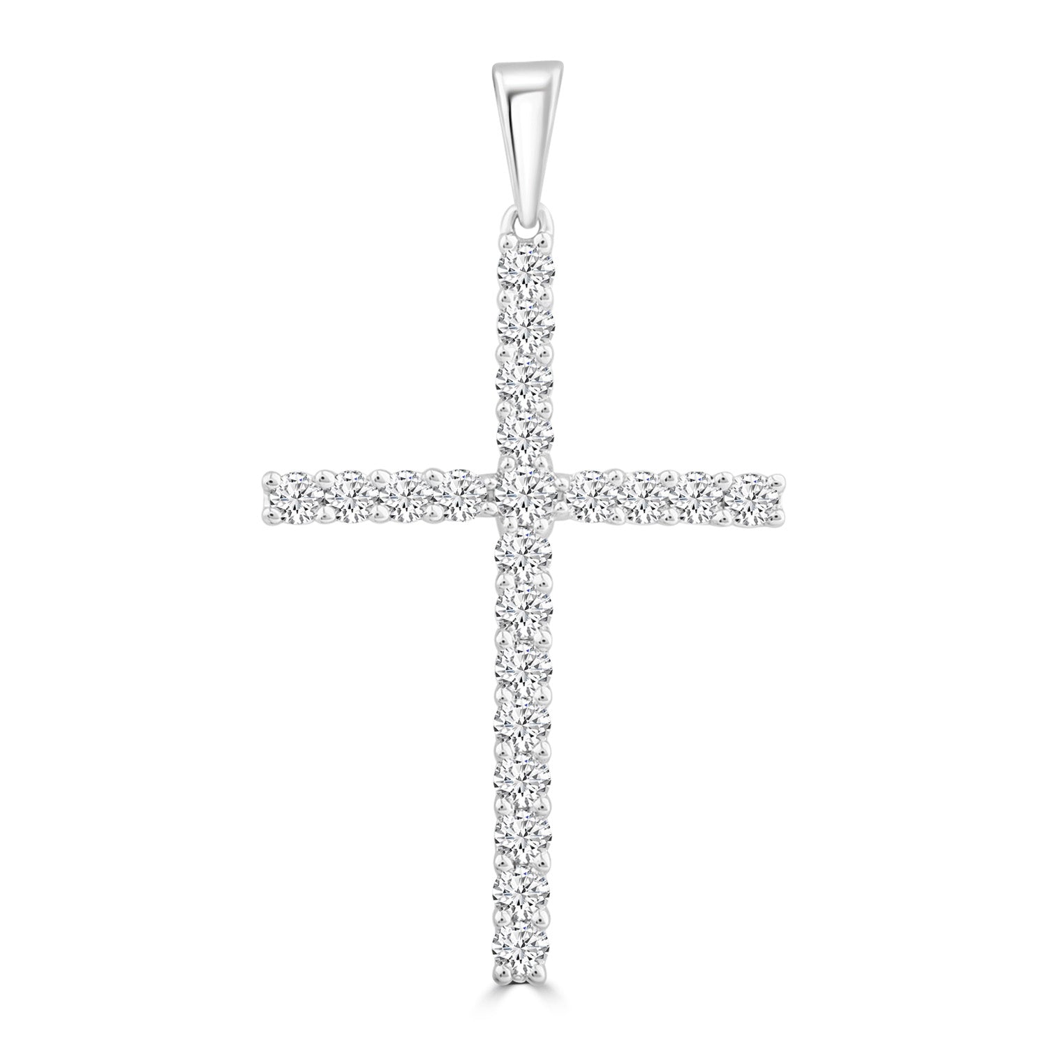 Diamond Cross Pendant with 0.50ct Diamonds in 9K White Gold - PC-0171-W