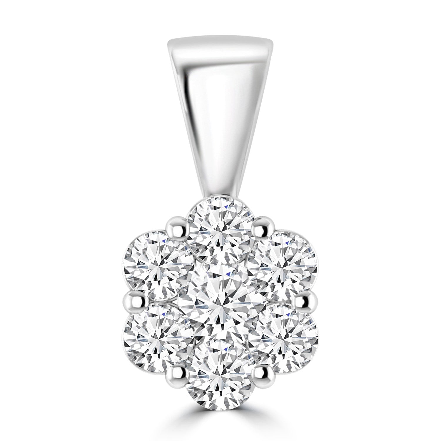 Cluster Diamond Pendant with 0.25ct Diamonds in 9K White Gold - RJ9WPCLUS25GH