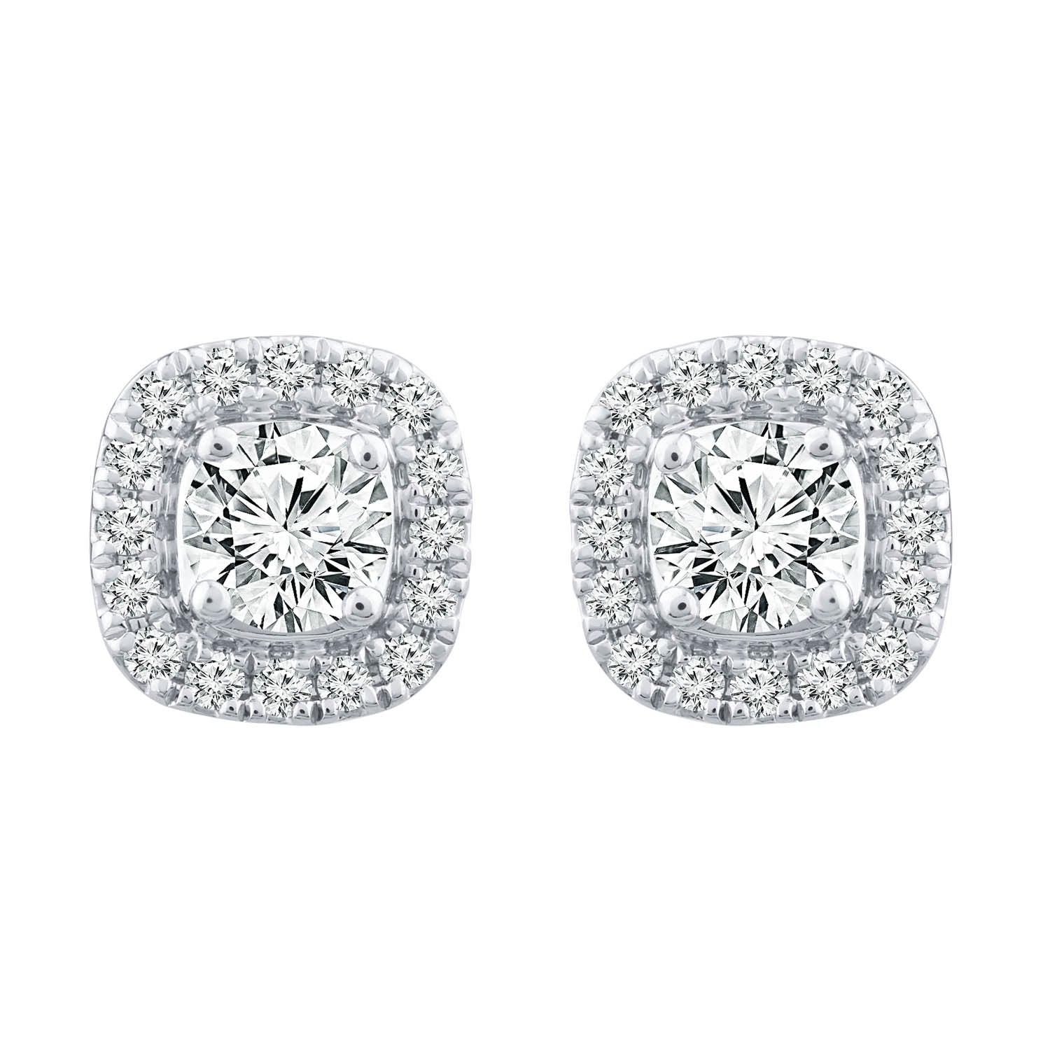 Halo Stud Earrings with 0.25ct Diamonds in 9K White Gold - EF-6177-W