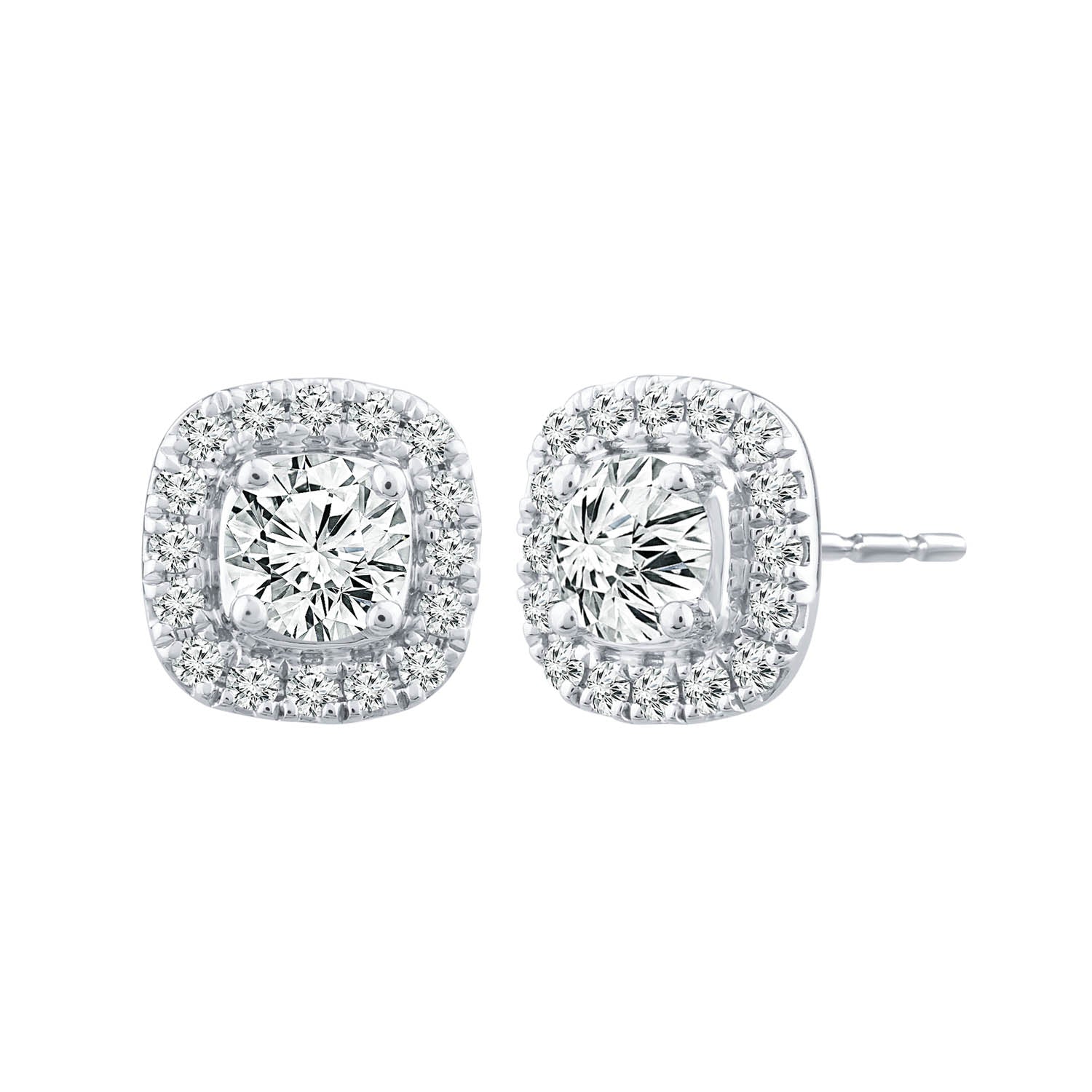 Halo Stud Earrings with 0.25ct Diamonds in 9K White Gold - EF-6177-W