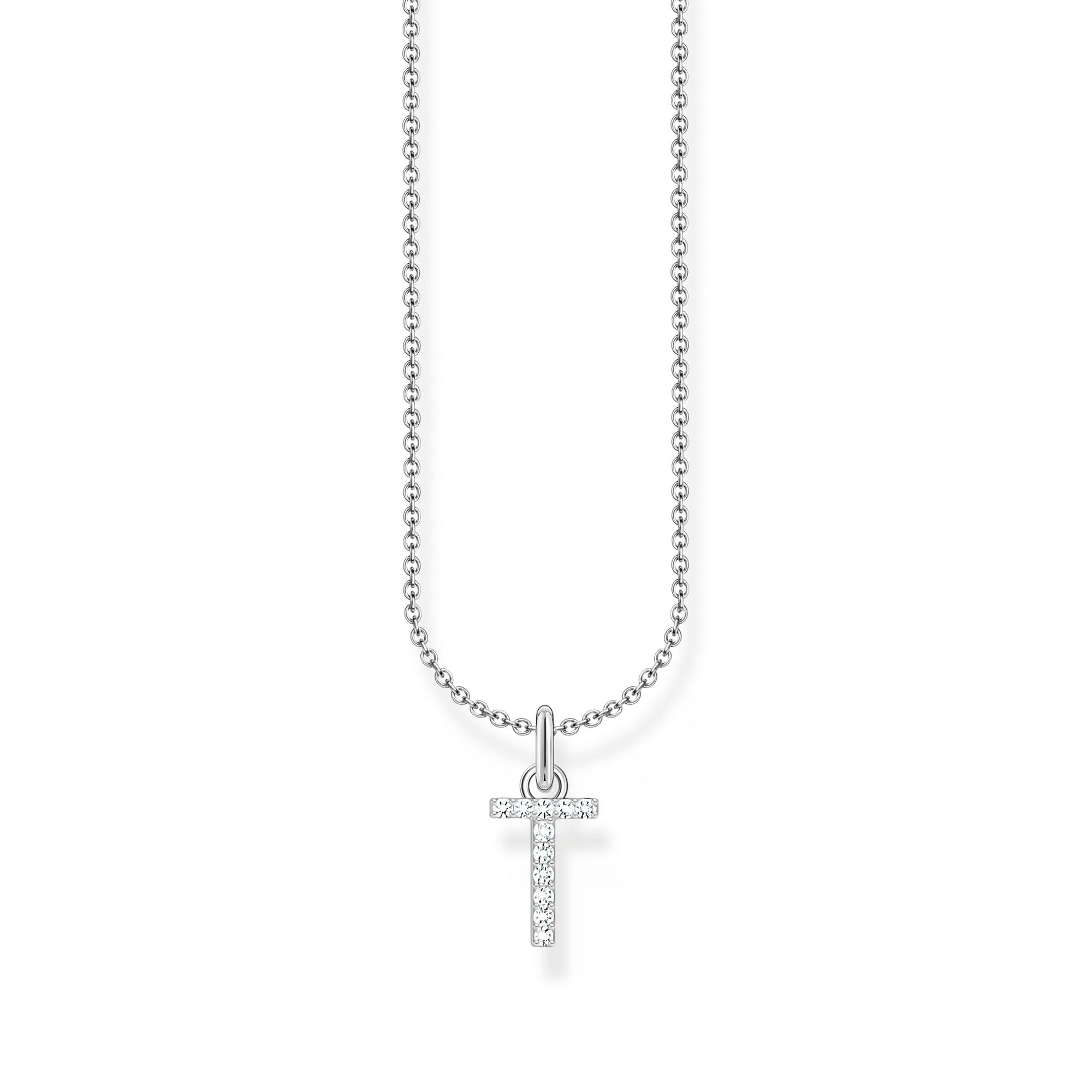 THOMAS SABO Necklace with letter pendant T and white zirconia - silver